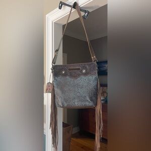 Myra Tooled Leather Fringe Bag